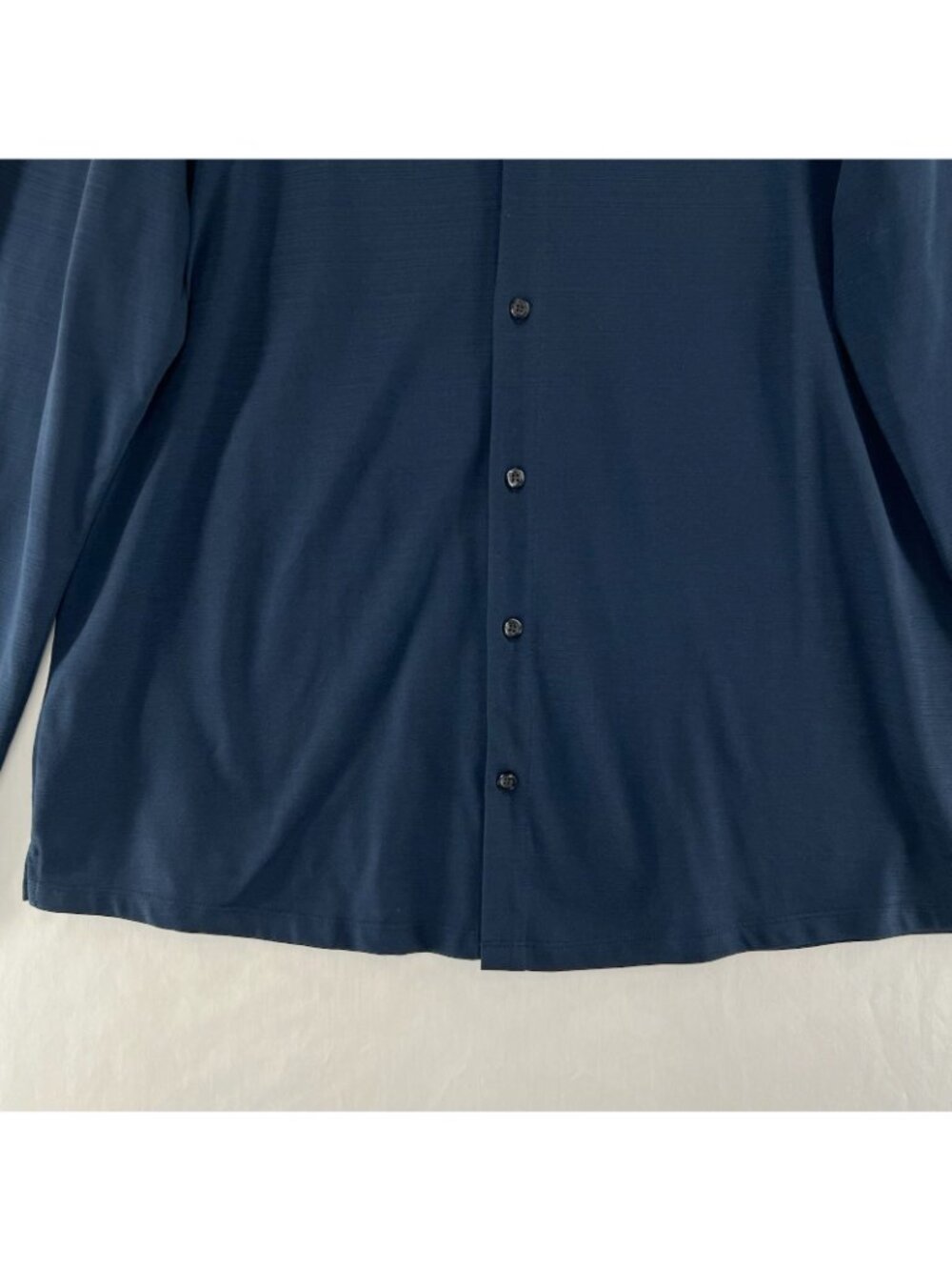 Robert Barakett Shirt Men 2XL Textured Slub Long Sleeve Button Up Knit Navy Blue - Picture 6 of 10